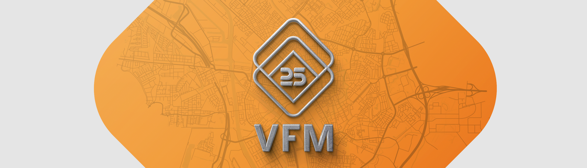 Een oranje en zilverkleurig logo met het woord mfy.